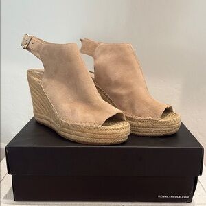 Kenneth Cole Tan Suede Wedge Espadrilles